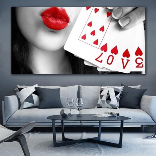 Modern Red Lips Lady Wall Art Picture Cool Chic Canvas Poster and Prints Home Decor Mural Painting For Living Room/Kitchen
