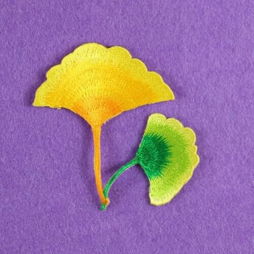 High Qaulity DIY Ginkgo Leaves Pattern Patches Iron Sewing On Patches Embroidered For Clothes Bag Jacket Decoration