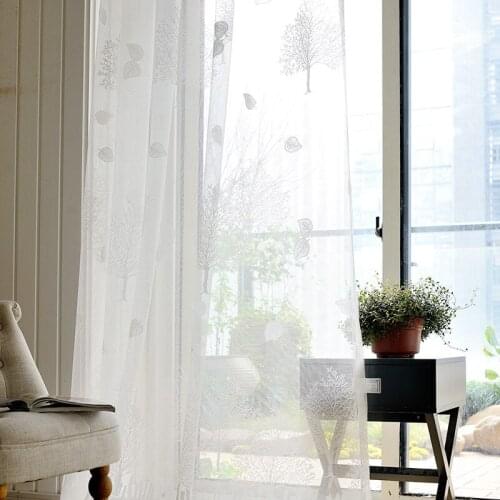 Leaves Tree Jacquard Window Screens White 1 Panel Sheer Curtains for Living Room Bedroom Kitchen Elegant Tulle Curtain Newest