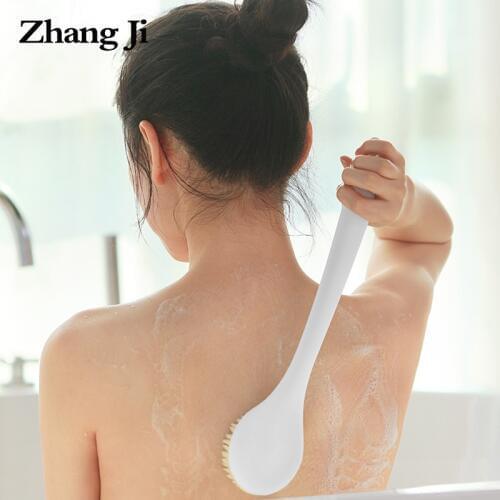 ZhangJi Body Brush Dry Brushing Shower Bath Brush Long Handle Gentle Back Skin Scrubber Massage Improve Blood Circulation