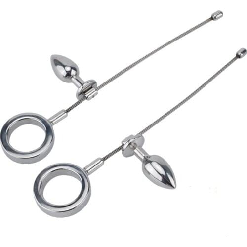 Hot Sale Metal Stainless Steel Mobile Anal Plug Anal Plug with Penis Ring Men Dual-purpose Adult Sex Toys Anal Plug