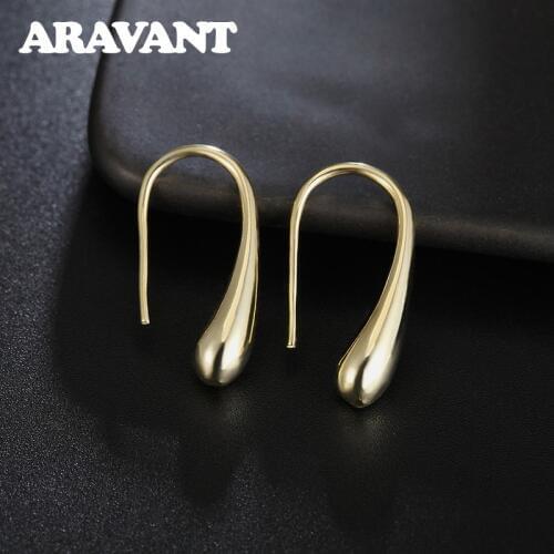 925 Silver Earring For Women Water Drop Gold Earrings Fashion Wedding Jewelry Gifts 3 Colors