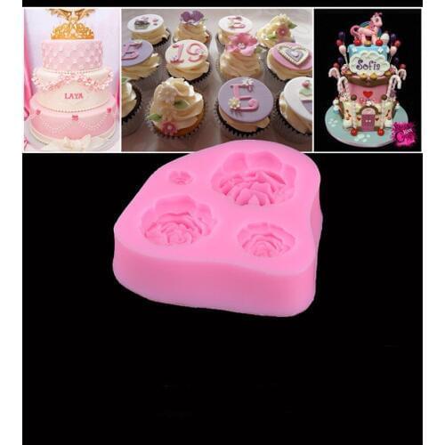 1PC Rose Flowers Silicone Cake Mold 3D Fondant Chocolate Soap Mold Baking Forms DIY Cake Wedding Decorating Tools EJK 0879