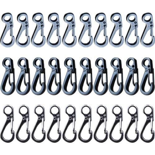 10pcs Mini Survival EDC Paracord Carabiner Snap Mini SF Spring Clip Camping Hiking Hook Backpack Tactical Buckle Clip