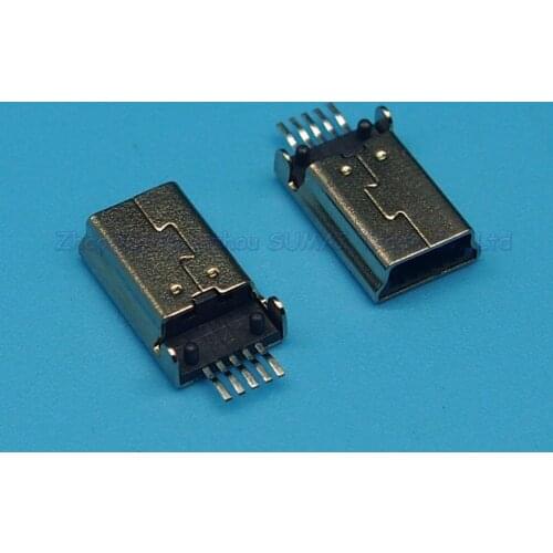 10pcs MINI USB 5P male plug SMT 180 degree Mini-5P Weld Plate USB Jack Sink Plating Type