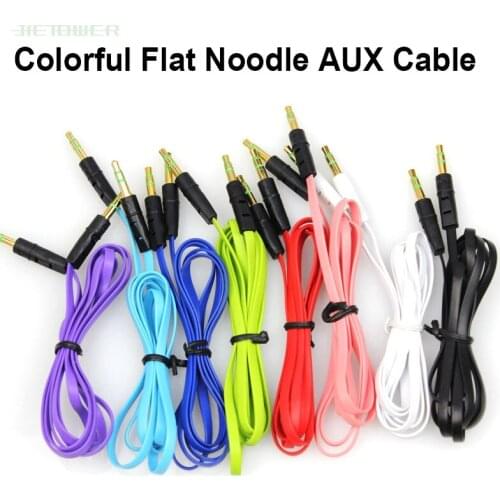 1M Flat Noodle 3.5mm Jack Male to Male Stereo Aux Audio Cable For Car Smart Phone PC MP3 MP4 Headphone Speaker Wire Cord 300pcs