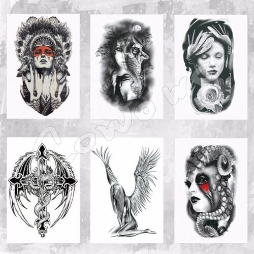21 X 15 CM Ancient women Sexy Cool Beauty Tatoo Waterproof Hot Temporary Tattoo Stickers#110
