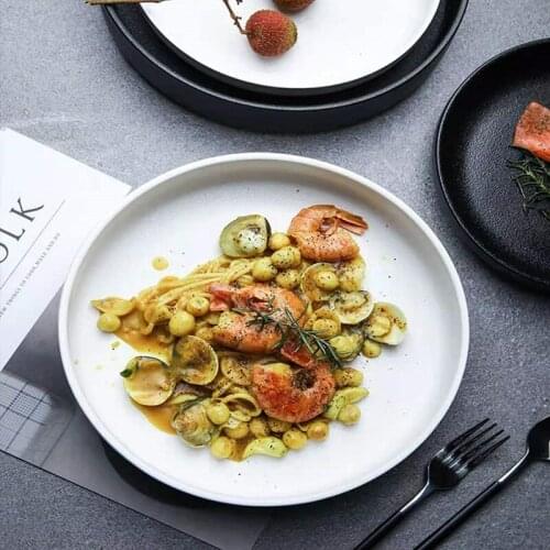 2021 Ceramics Plate Household Exquisite Simplicity New Nordic Style Creative Personality Ring Deep Soup Salad Bowl Color Glaze