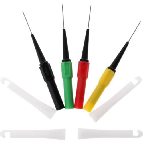 4pcs 0.7mm Piercing Probes Kit Multimeter Pen Probe Mini Wire Piercer Car Repair Test Line Socket Insulation Piercing Probe Tool
