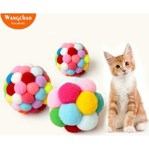 4 Styles Pet Cat Toy Colorful Handmade Bouncy Ball Interactive Toy Cat Plush Cat Toy Set Cat Toys Interactive Mimi Pet Supplies