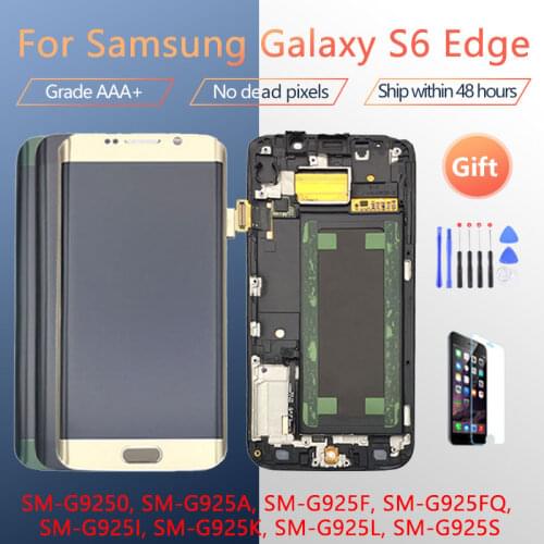 5.1'' SUPER AMOLED Display For SAMSUNG Galaxy S6 edge LCD + Frame G925 G925I G925F Touch Screen Digitizer