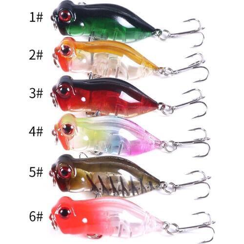 6PC 4cm 4g Popper Fishing Lures 3D Eyes Bait Crankbait Wobblers Isca Poper Pesca Japan fishing tackle