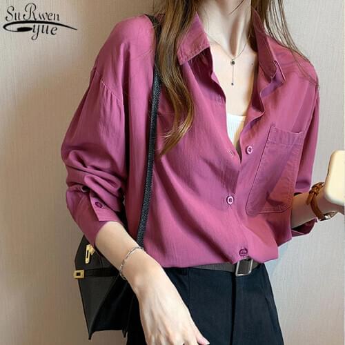 White Shirt Autumn 2021 New Long Sleeve Womens Blouse Lapel Singel Breasted Fashion Women Blouses Plus Size Top Female 12021