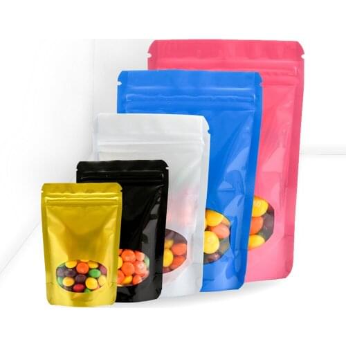 Glossy Color Stand up Aluminum Foil Zip Lock Gift Package Bag Wedding Party Cosmetics Storage Bag Heat Sealing Flat Pouches