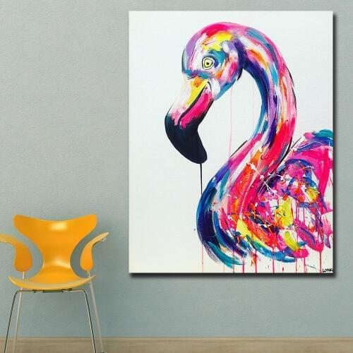 Large Wall Art Colors Flamingos Canvas Painting For Living Room Home Decoration Oil Painting On Canvas Wall Painting Unframed