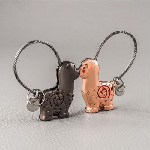 Alpaca keychain fashion key chain for women steel wire keychain cute portachiavi chaveiro llaveos hombre bag charm