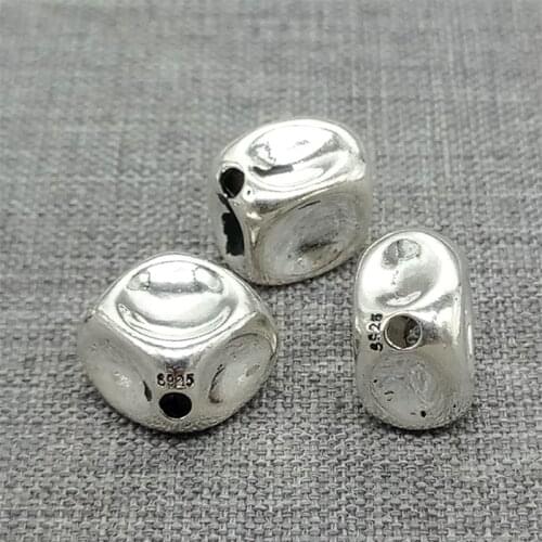 2 Pieces of 925 Sterling Silver Nugget Beads for Bracelet Necklace