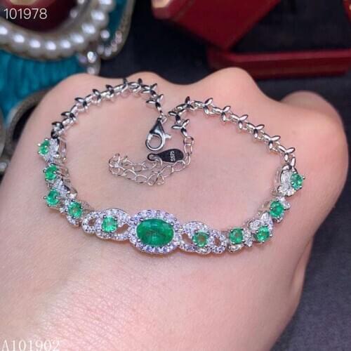 KJJEAXCMY boutique jewelry 925 sterling silver inlaid natural emerald gem ladies luxury bracelet support detection