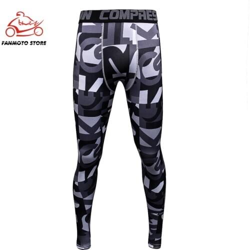 Moto 3D Printed letter Joggers Leggings Men Quick Dry Compression Pants Gyms Fitness Tights Casual Workout Trousers Long Pants