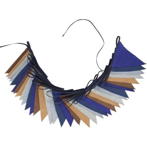 10m 36 Flags Single Layer Coffee Night Blue Cotton Banner Pennant Garland Kids Baby Birthday Bunting Wedding Party Decoration