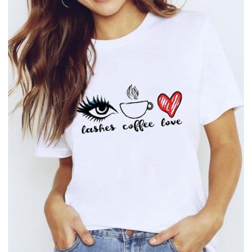 T-shirts Top for Women Love Cartoon Sexy Cute Clothes Fingernail Nail Art Clothing Print Lady Graphic T Shirt Female Tee T-Shirt