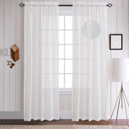 Gyrohome Rod Pocket Top Decrative Sheer For Family Used in Bedroom,Living Room Sold As 2 panels GHC1060