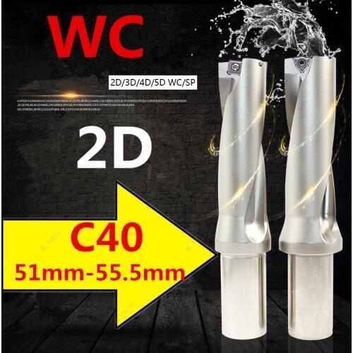 WC SP C40 2D SD 51 52 53 54 55 mm U Drill Shallow Hole indexable insert drills Drill Type For WC