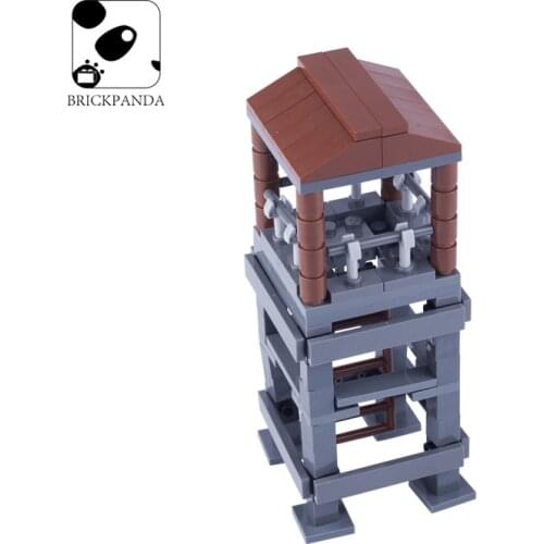 MOC WW2 German Sentry Port Building Blocks Bunker Military Base Parts Soldier Figures Weapon Accessories Bricks Children DIY Toy