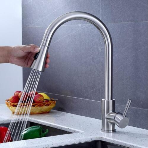 Dofaso stianless kitchen faucets pull out Brass Swivel Spray cold and hot Water Water pull down kitchen tap black mixer
