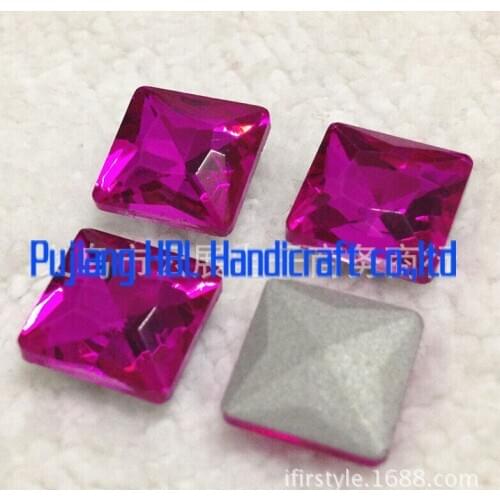 14mm 30pcs Square Crystal Glass Fancy Stone Bling Pointback Crystal Beads For Clothes Accessaries