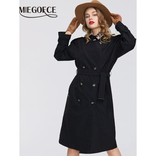 MIEGOFCE 2020 Spring New Collection Women’s Windbreaker Free Fashion Casual High Quality Windbreaker Has Belt Button Down Cloak
