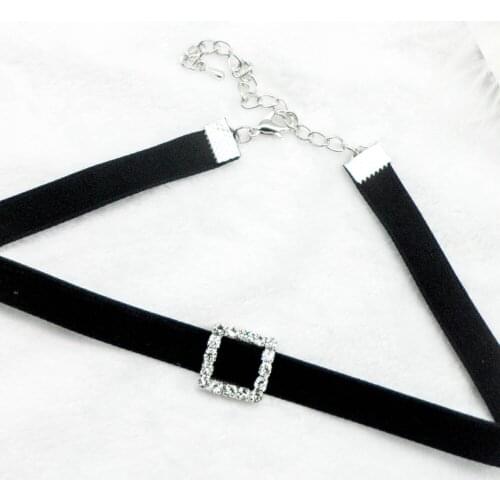 Cute Sweet Velvet Choker Rhinestone Choker Heart Square Penandt Adjustable Chain Fashion Women Sexy Neck Strap Collar Jewelry