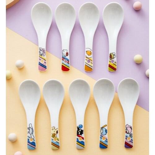 Fashion Tableware Cutlery Cookware Cartoon ceramics Kitty Gifts Fork Spoon set Stainless Steel Tableware Dinnerwear Sets
