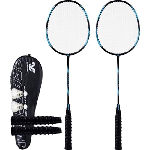 1 Set SPEED 09 Badminton Rackets Sweat-Absorbent Anti-skid Grip Handle Lightweight Couple Badminton Rackets Set for Home