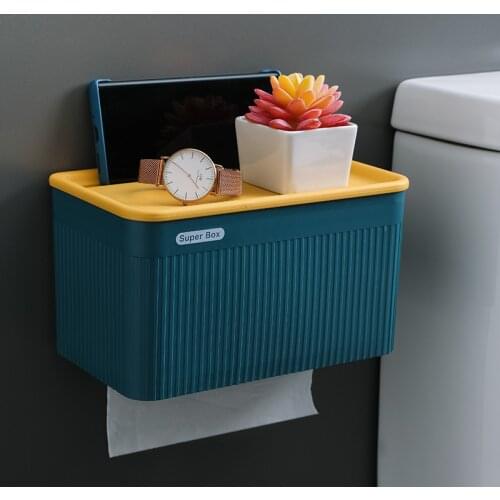 Wall hanging tissue box household toilet non punching drawing box multifunctional bathroom waterproof roll box