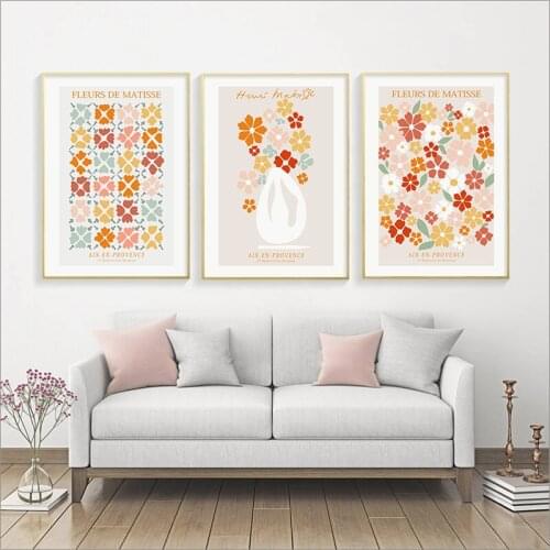 Wall Art Henri Matisse Floral Vase Gallery Flower Market Exhibition Poster Canvas Painting Print Picture for Living Room Decor