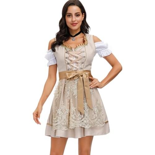 German Austrian Oktoberfest Dirndl Dress Carnival Beer Wench Costume Outfit Cosplay Halloween Fancy Party Dress