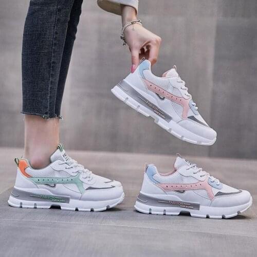 2020 Autumn New Sports Footwear Womens Running Shoes Mesh Breathable Students Shoes Platform Increased Shoes