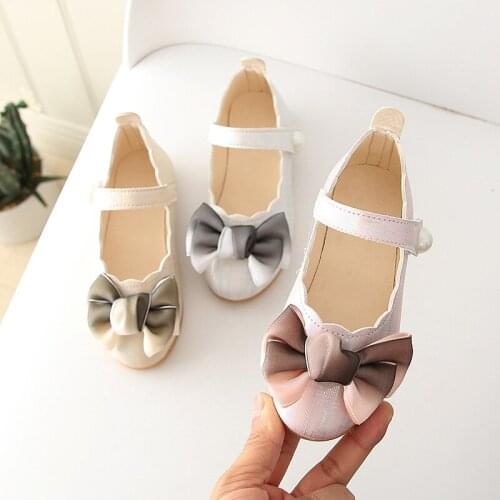 Children Flats Leather Shoes Bow Girl Princess Party Student Performance Shoes for Big Kids/little Kids and Baby Soft Sole Shoes
