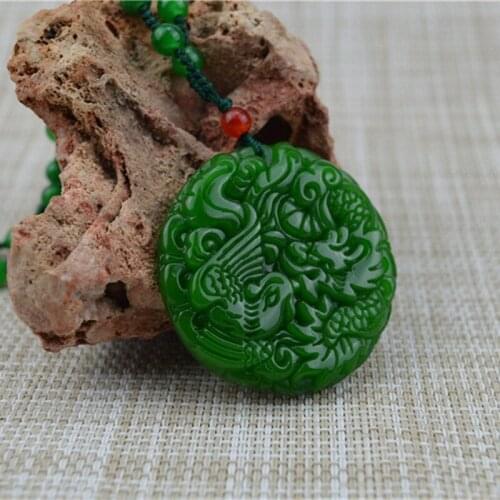 Natural Hand-Carved Jade Pendant Charm Jadeite Necklace Fashion Accessories Women Men with Chain Fashion Jewelry Green