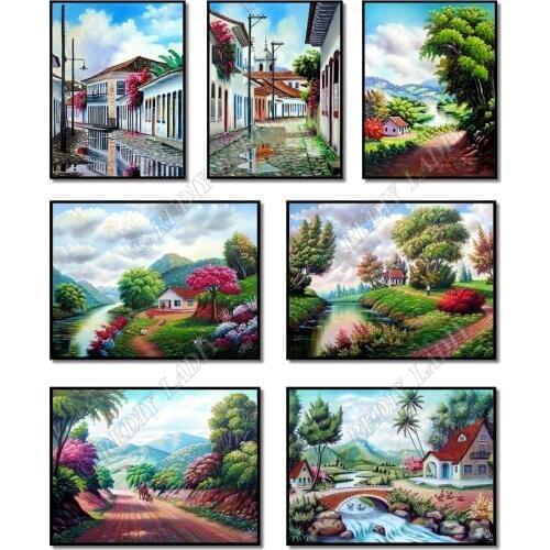 Full Square / Round Diamond Painting Crystal Mosaic Sweet Home Landscape Diamond Embroidery Beaded Cross Stitch Hobby & Crafts