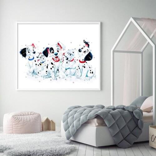 Disney The Hundred and One Dalmatians Pongo Perdita Wall Art Watercolor Poster Living Childern Room Bedroom Decoration Cudros