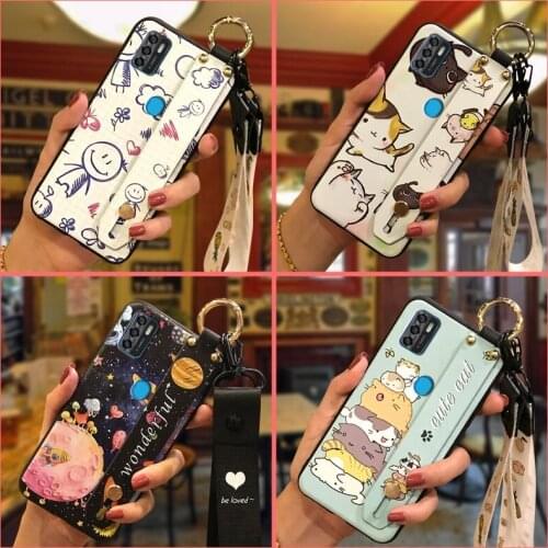 Wrist Strap TPU Phone Case For ZTE Blade A7S 2020 Phone Holder Lanyard Silicone Shockproof Soft