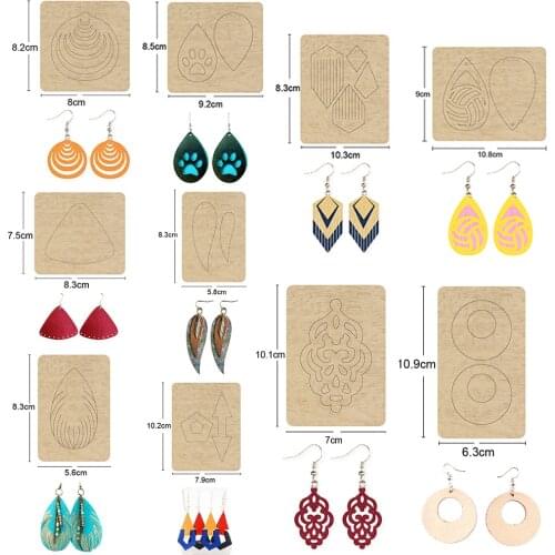 Earrings pendant handmade 2021 leather goods DIY bronzing engraving laser leather cutting mold crafts wooden kraft paper tools