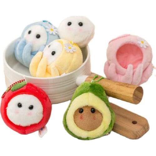 Cute Octopus Elf PLush Pendant Toy Stuffed Friut Dressing Avocado Strawberry White Dot Briquettes Fairy Plushies Doll For Girl