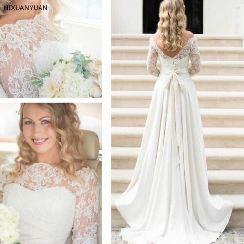 A-line Princess Wedding Dresses Scalloped Neck Long Sleeve Sweep Train Wedding Dress with Lace Sashes Robe De Mariee