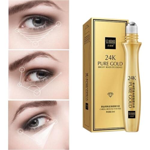 24K Gold Bright Eye Serum Cream Roll-on Removal Wrinkle Moisturizing Hydrating Anti-puffiness Remove Dark Circles Eye Skin Care