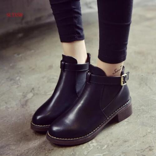 Women Ankle Boots 2018 Autumn Female Casual Shoes Woman Flat Fashion Platform Round Toe Buckle Strap Solid Comfortable