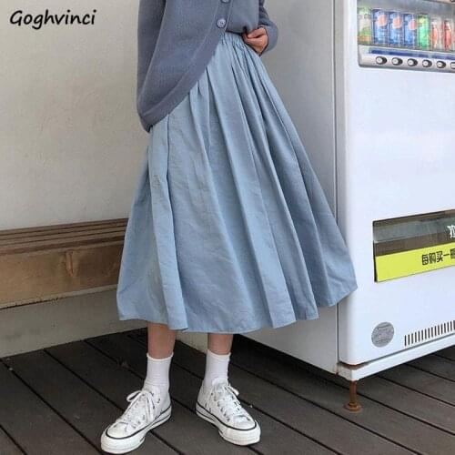 Women Skirts Solid Pleated Gentle All-match Streetwear Elegant Fairy Japan Style Teens Trendy Loose Daily Harajuku Sweet Vintage