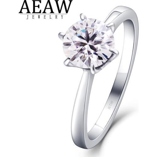 1.0carat 6.5mm Round Brilliant Cut Moissanite Engagement Ring 18K White Gold For Women Best Gift Certification
